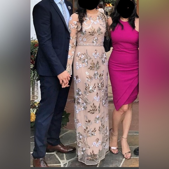 TOPSHOP Embellished Illusion Beige Tan Gown - Picture 2 of 14